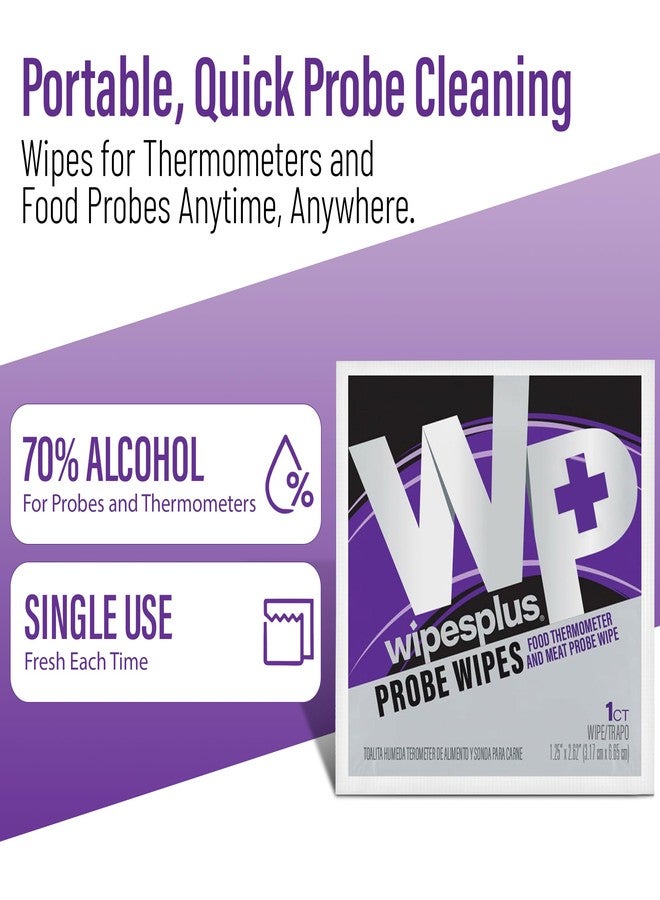 WIPESPLUS Thermometer Sanitizing Wipes - Probe Wipe Sachet - 100 Wipes - Image 3